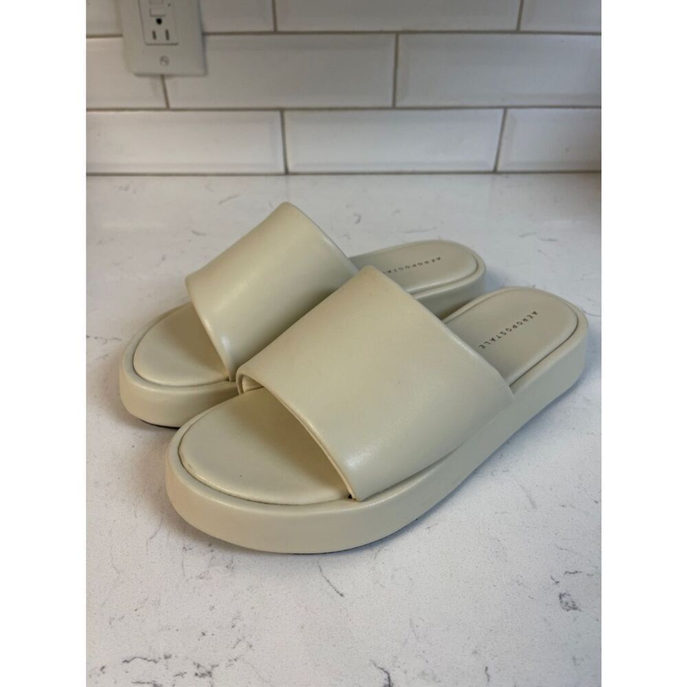 Aeropostale Y2K Platform Slide Sandal Size 8 Ivory - Off White - Cream